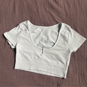 Aerie White Ribbed Crop Top